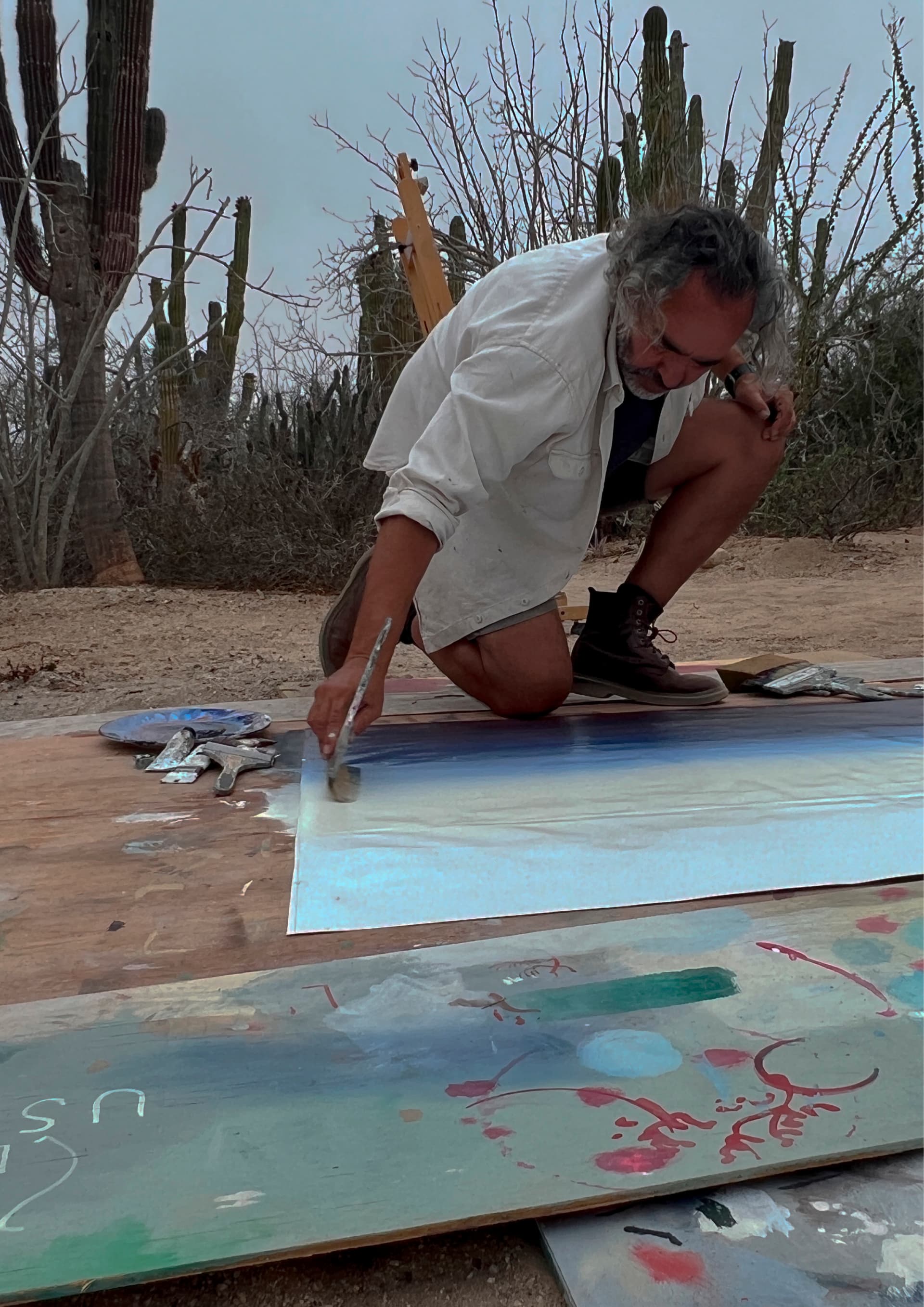 Concrete stairs with light