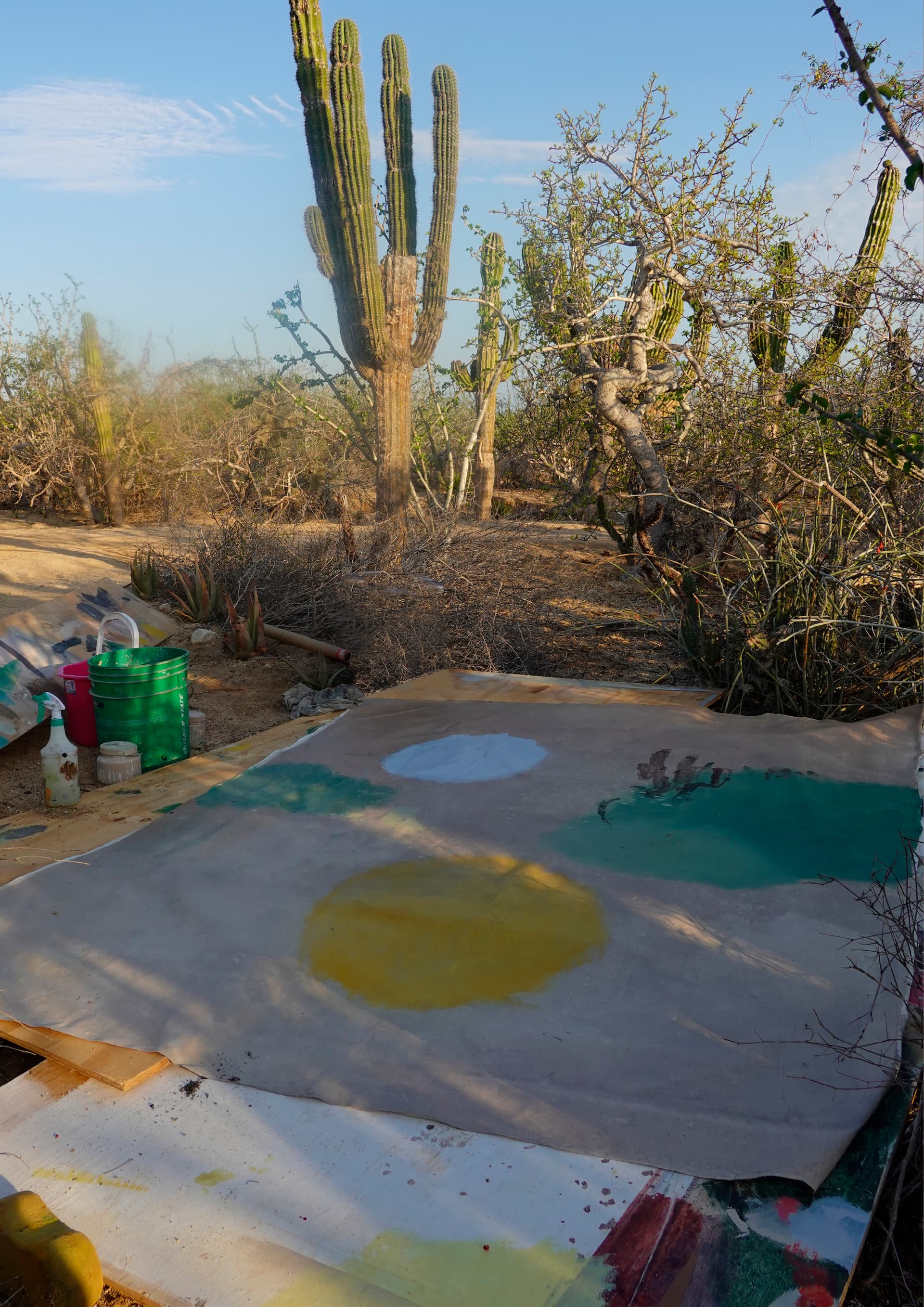 Concrete stairs with light