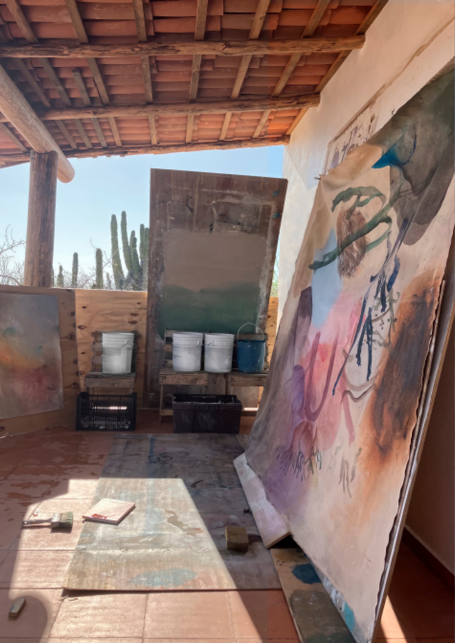 Concrete stairs with light