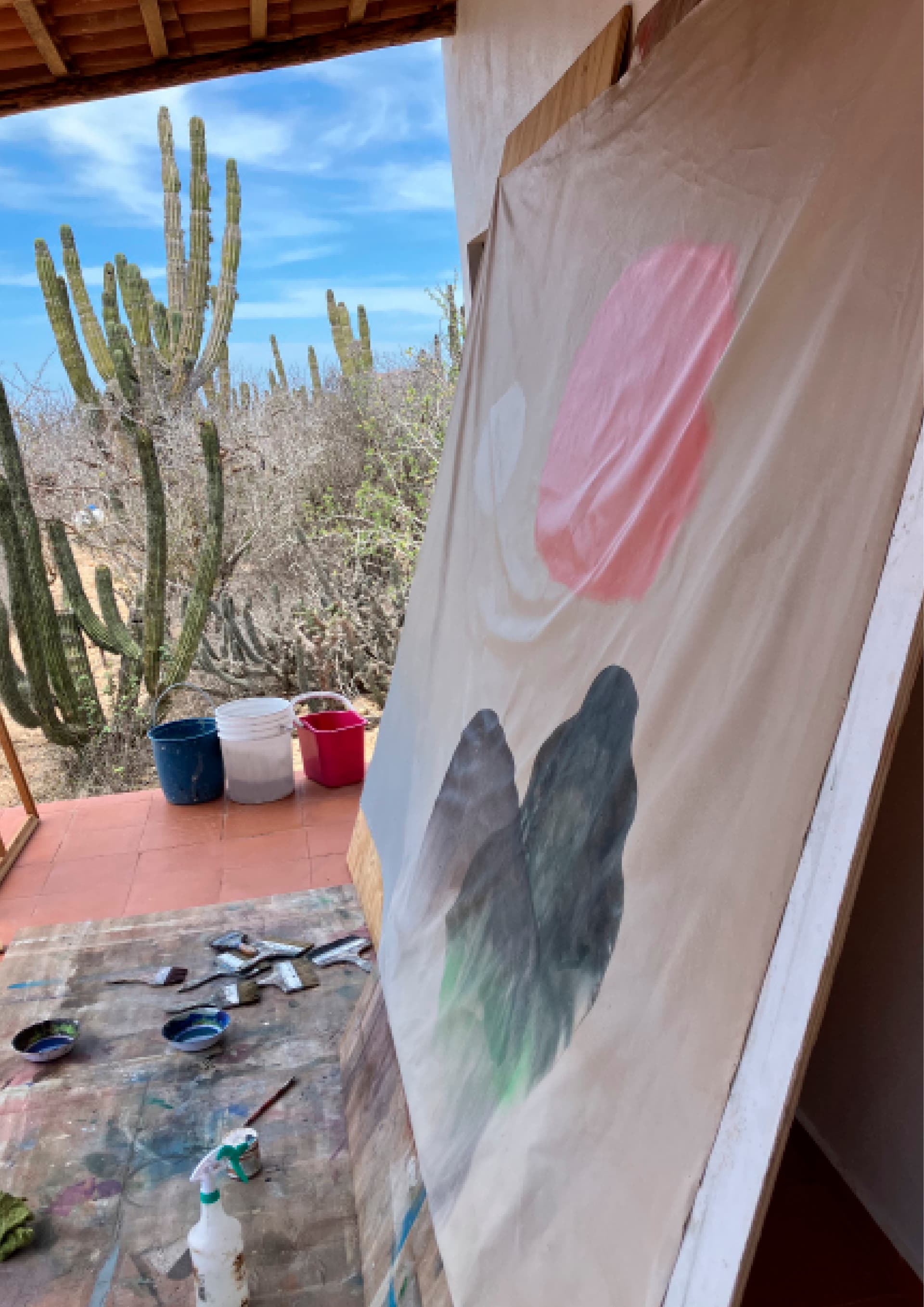 Concrete stairs with light