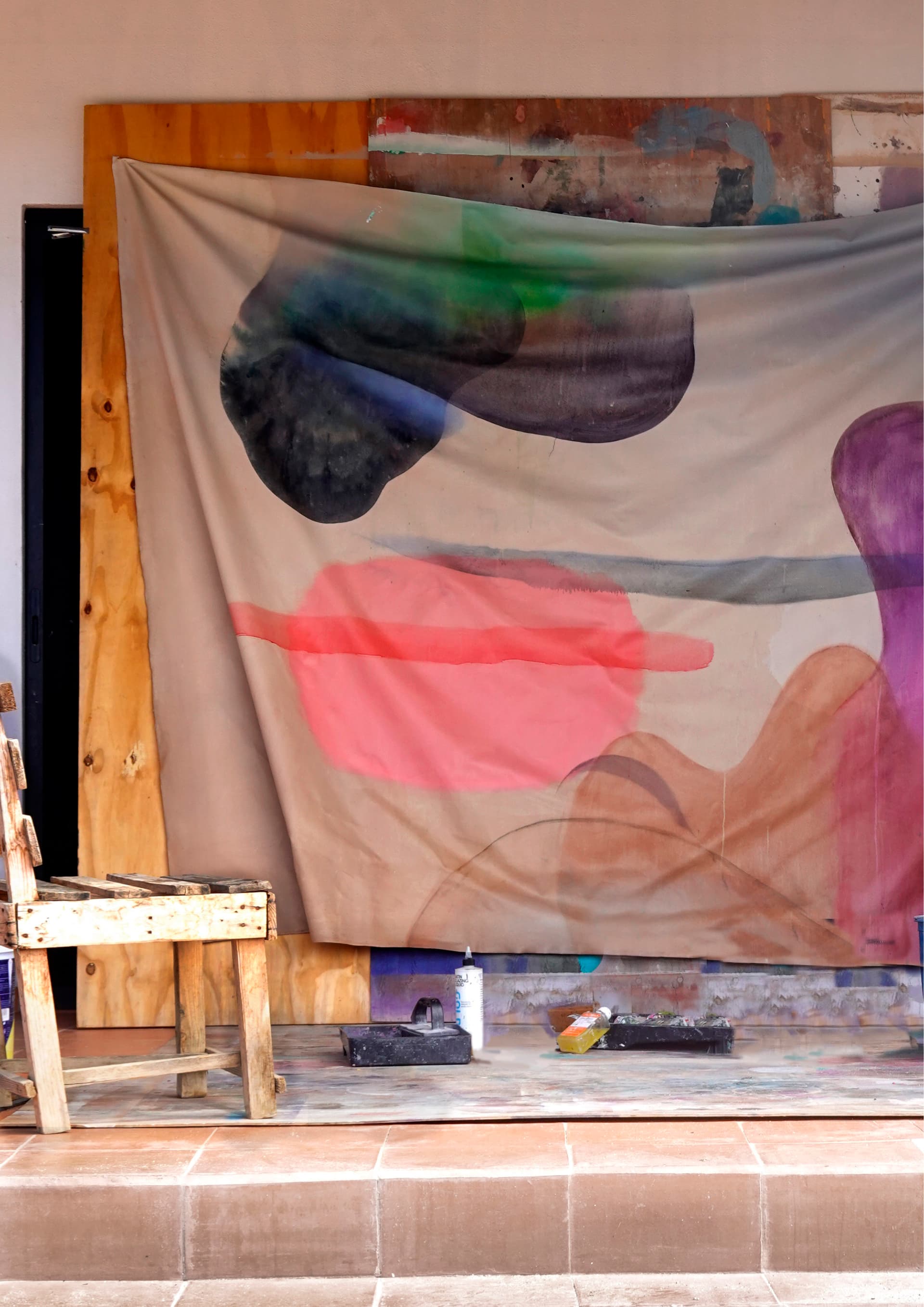 Concrete stairs with light