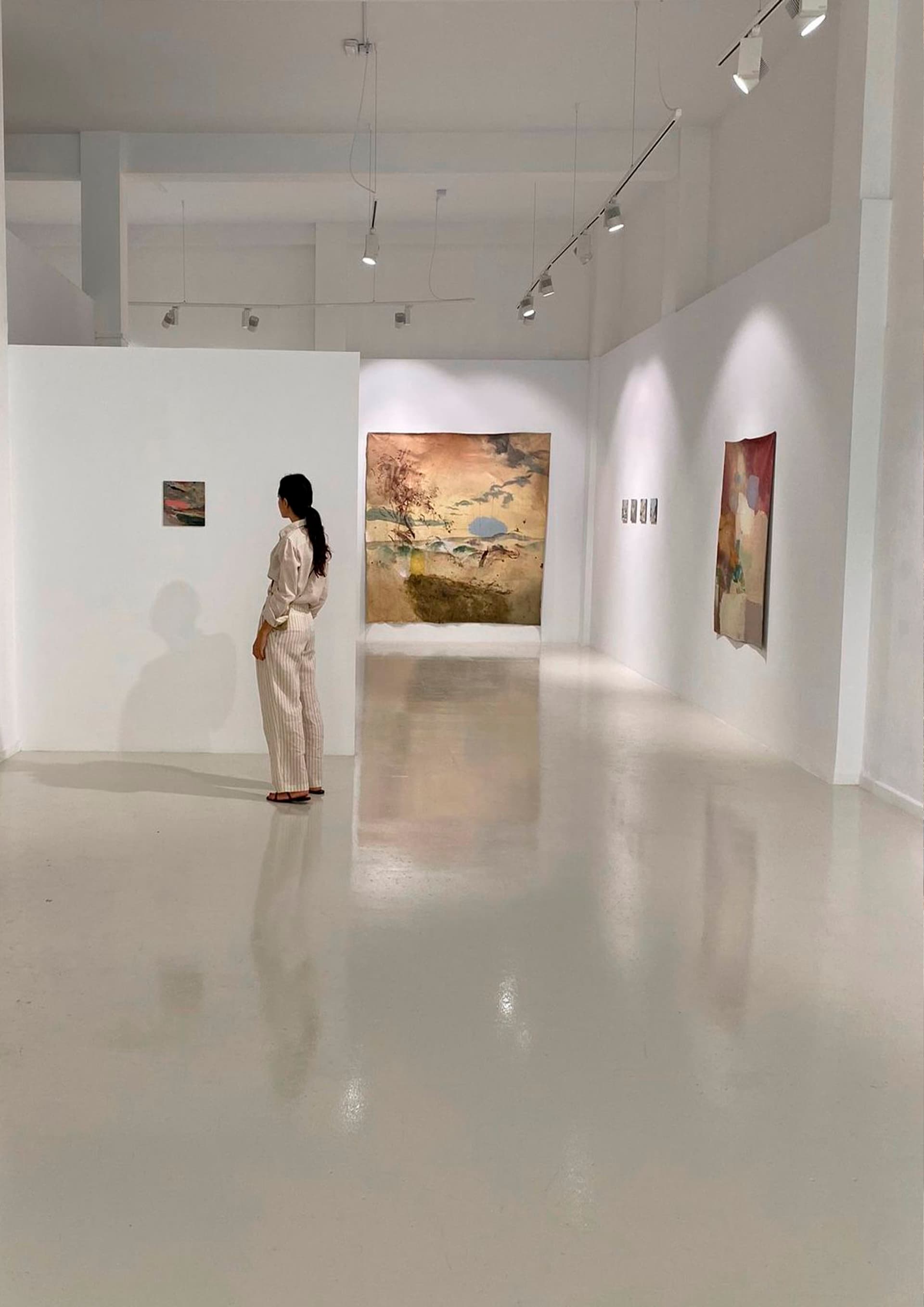 Concrete stairs with light