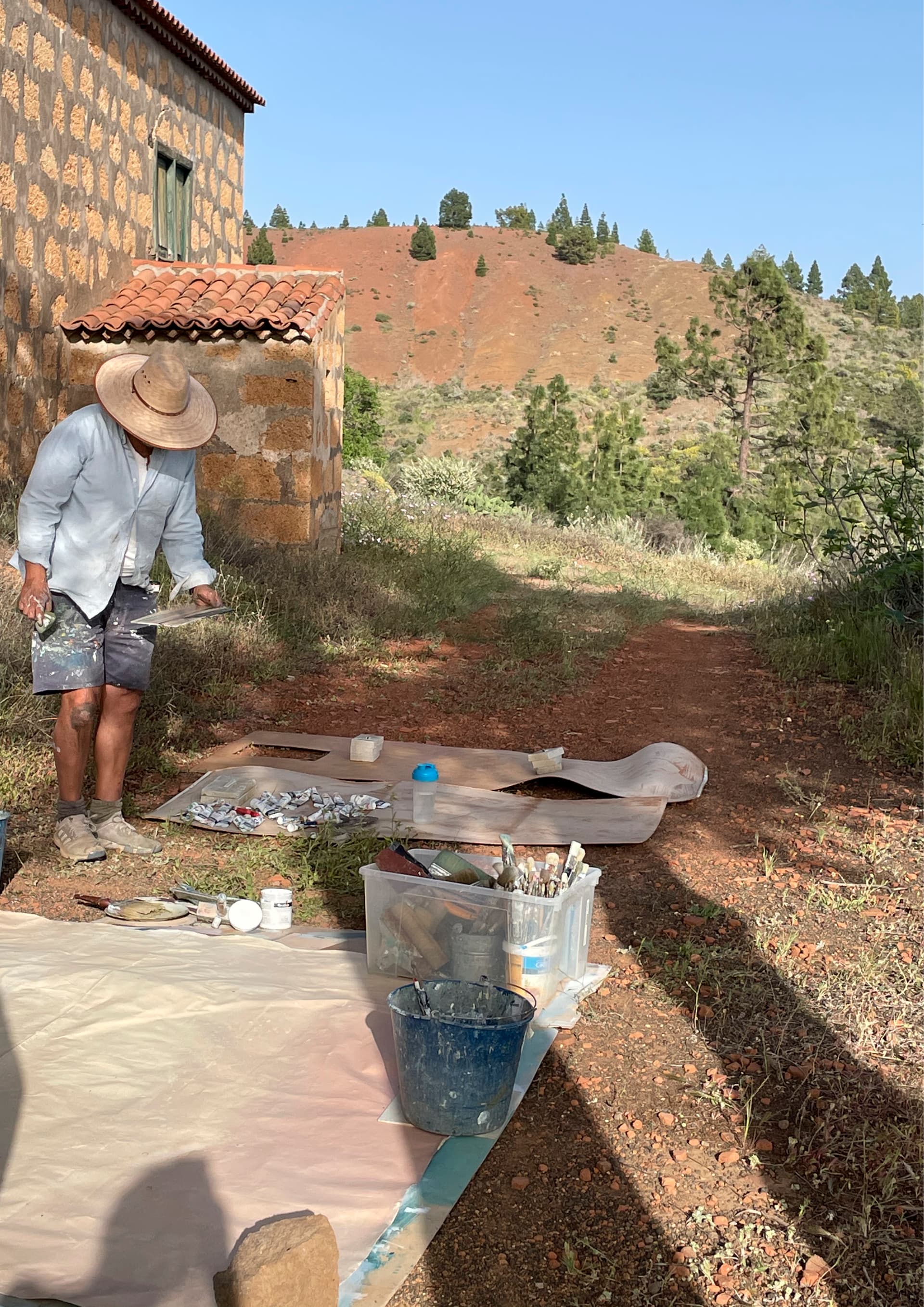 Concrete stairs with light