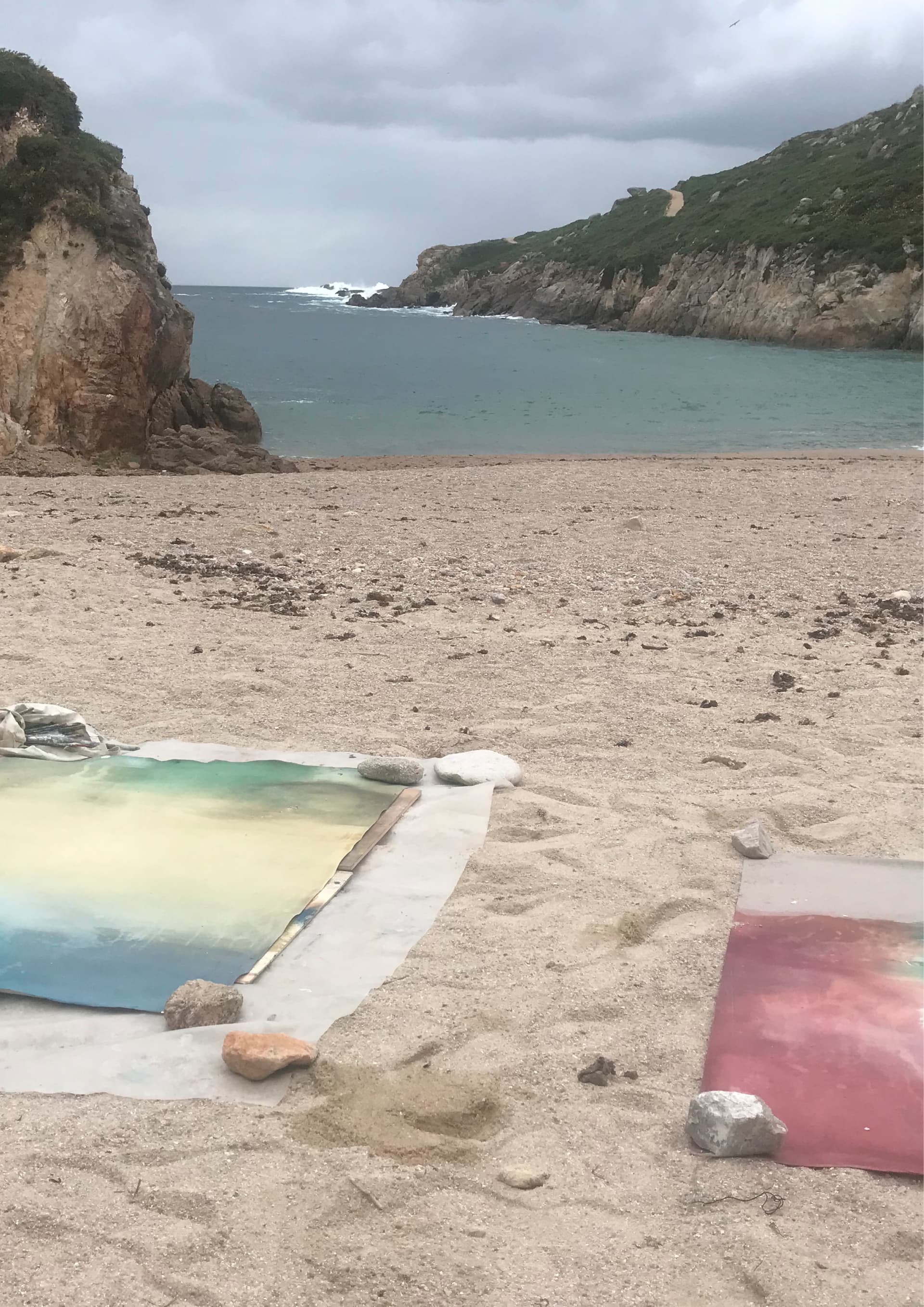 Concrete stairs with light