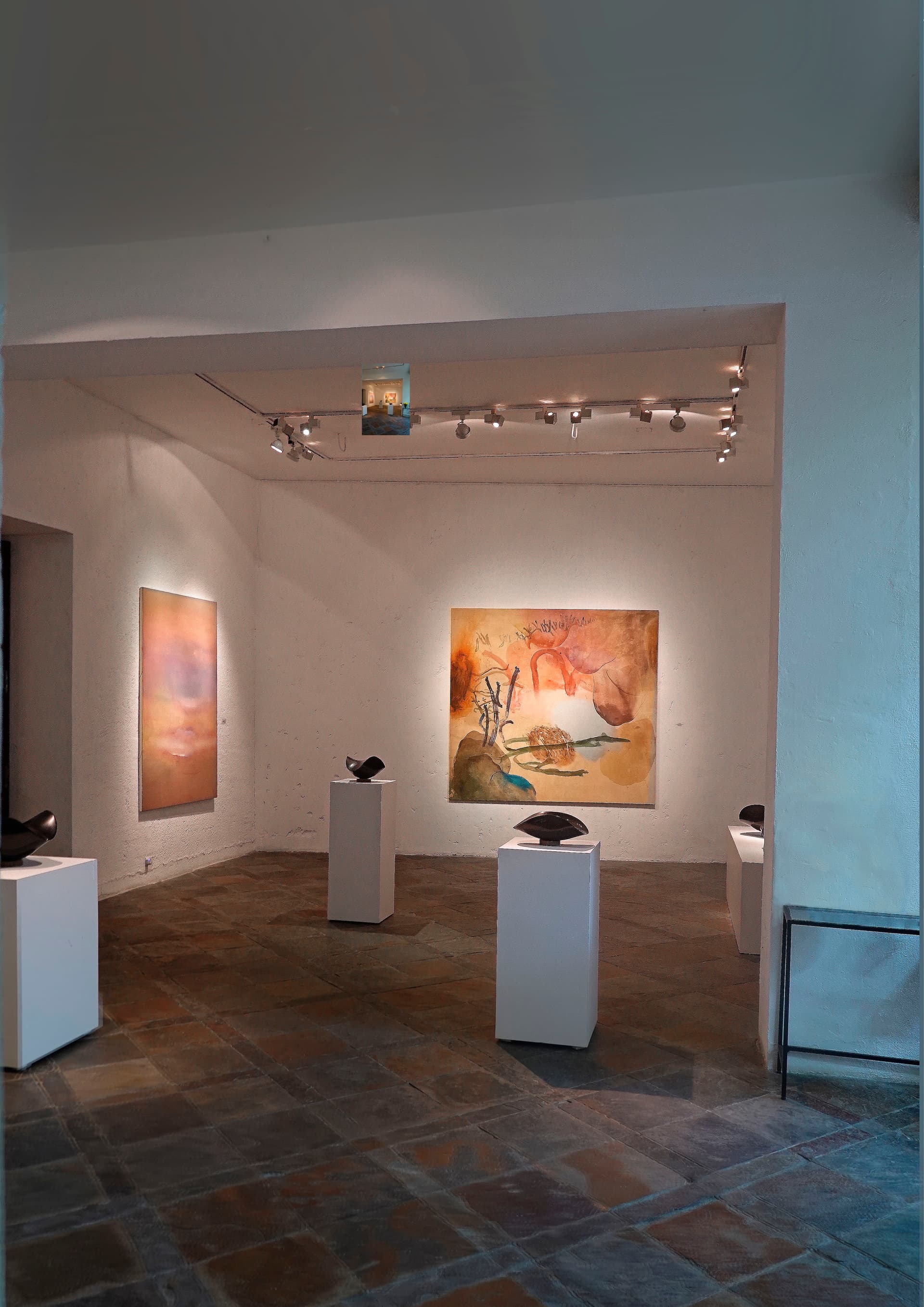 Concrete stairs with light