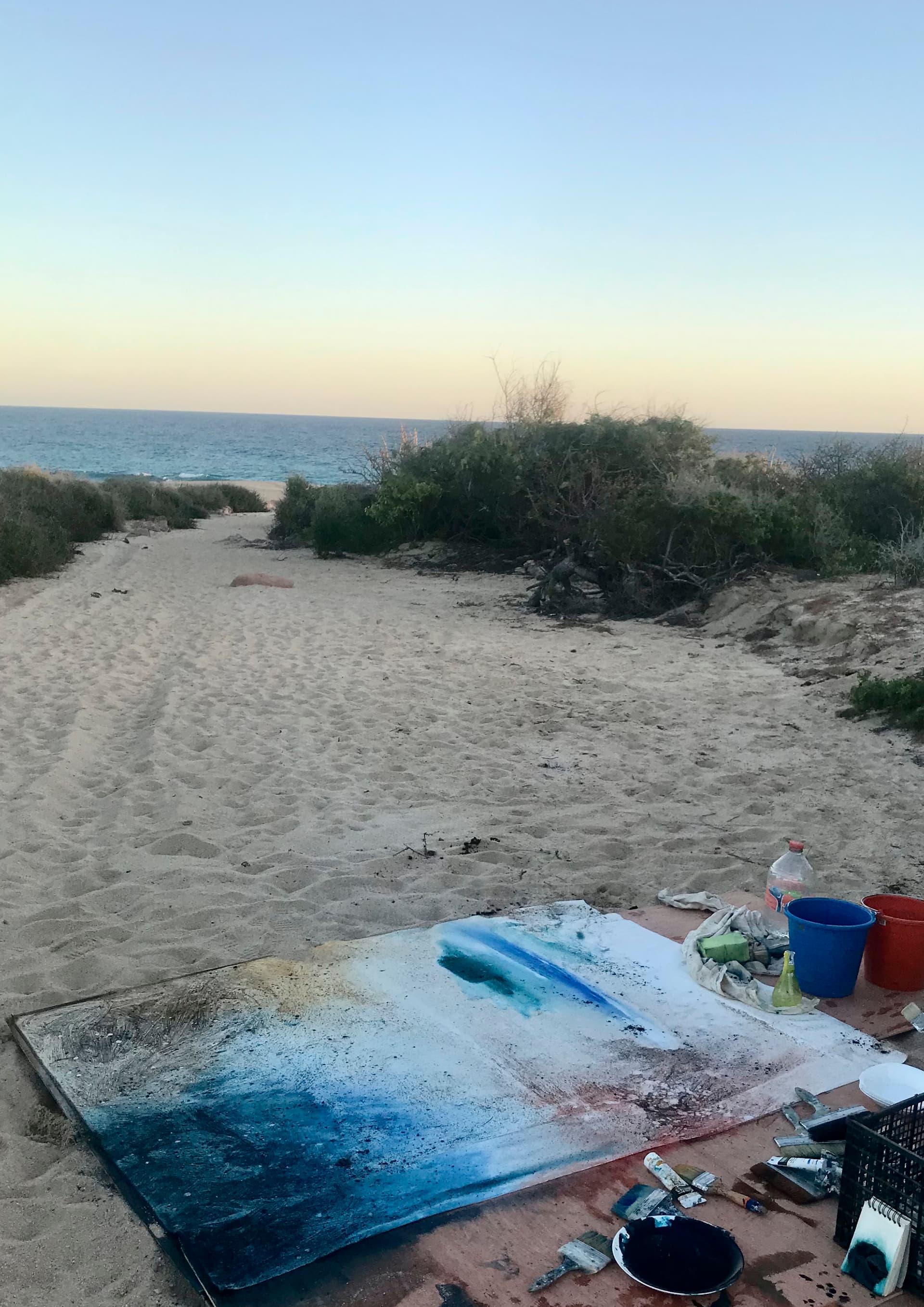 Concrete stairs with light