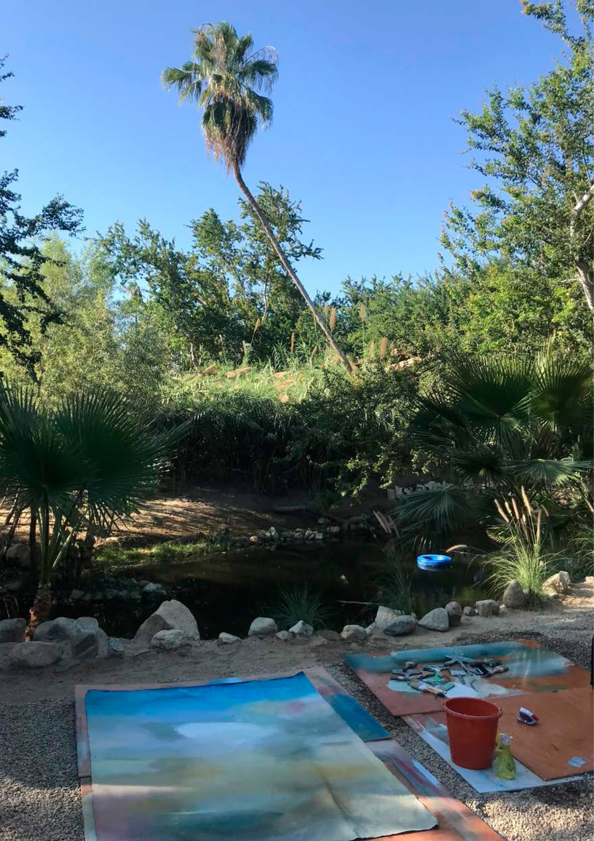 Concrete stairs with light