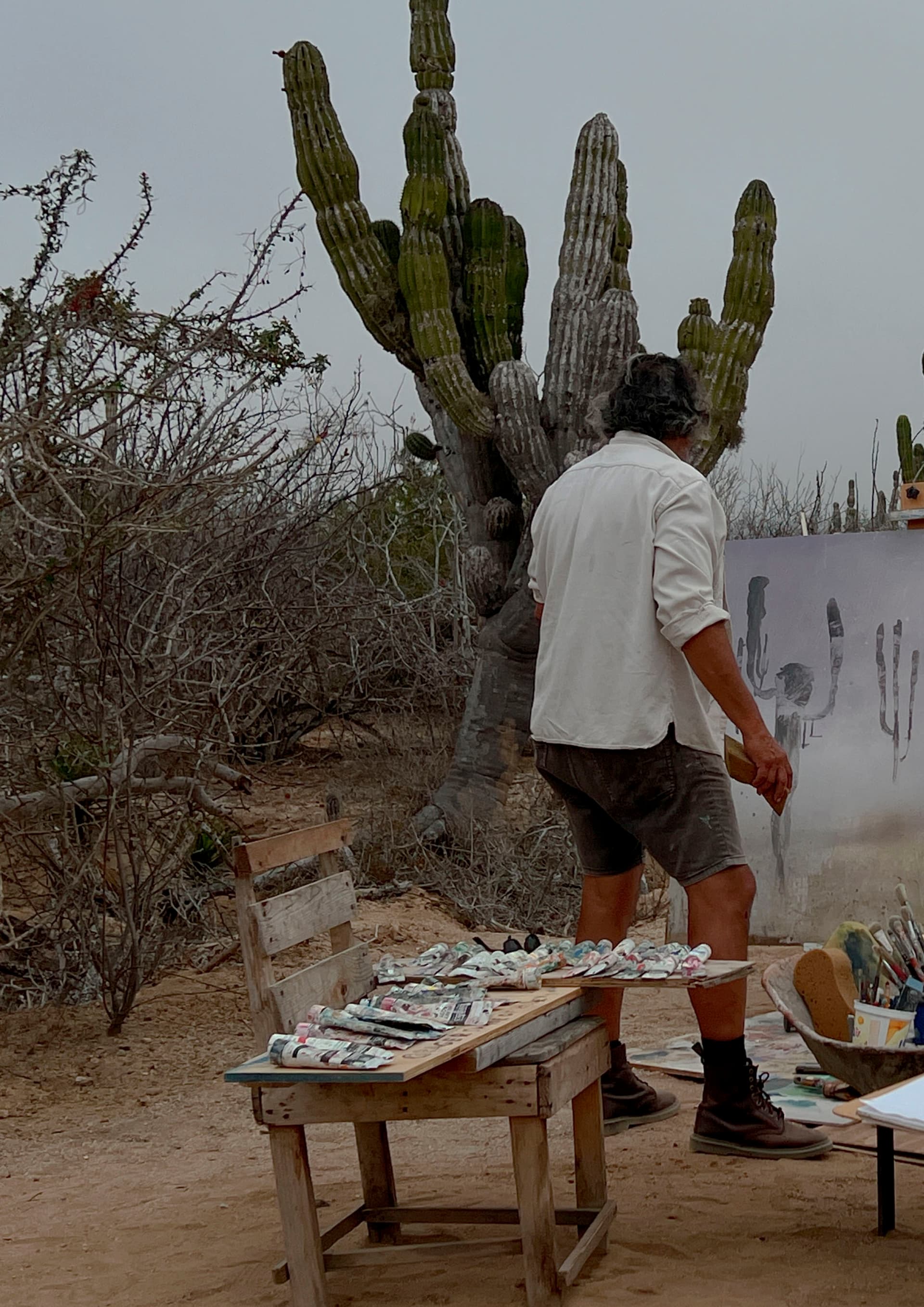 Concrete stairs with light