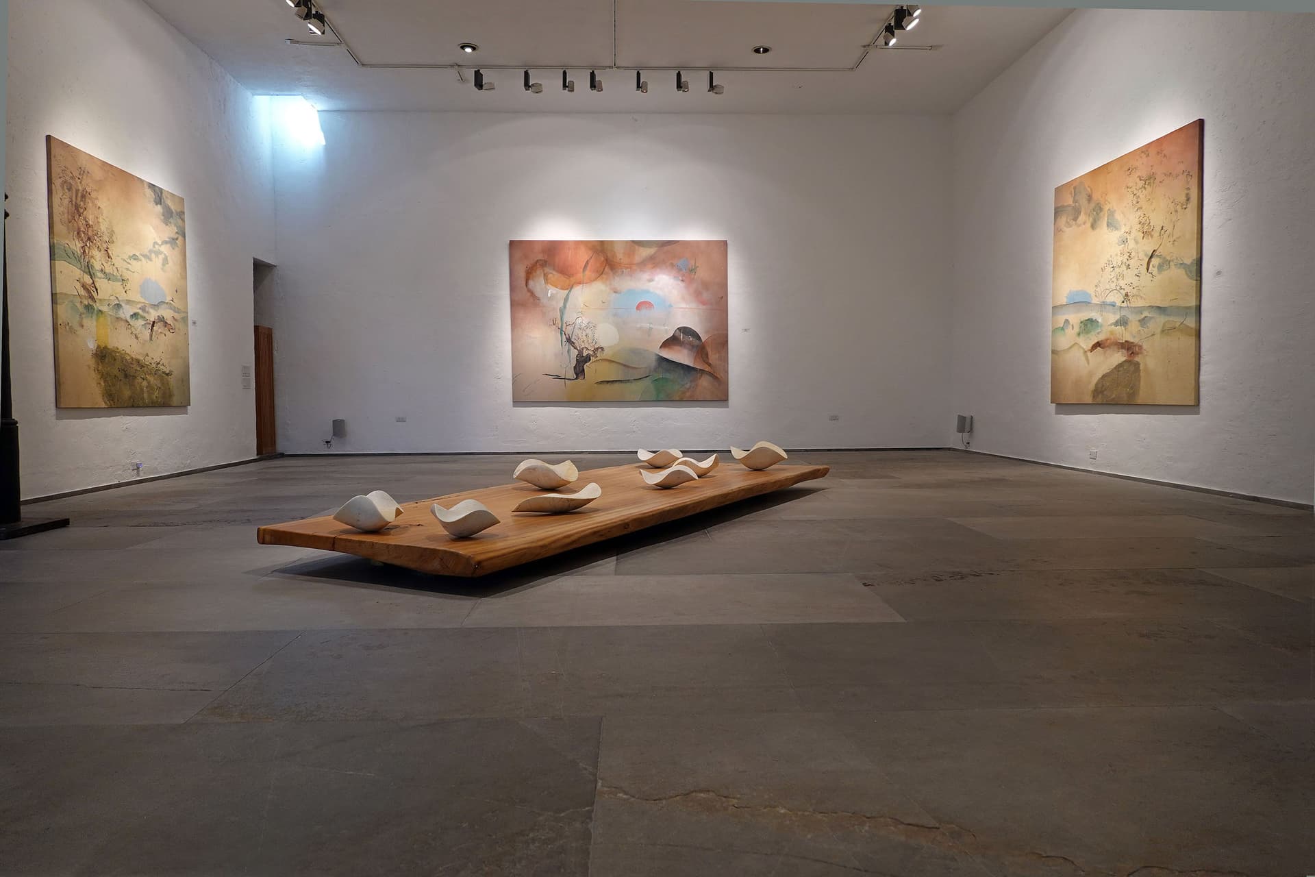 Concrete stairs with light